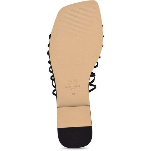 MARC FISHER LTD Womens Black Marcio Slip On Leather Slide Sandals Shoes 9.5 M - Picture 2 of 2